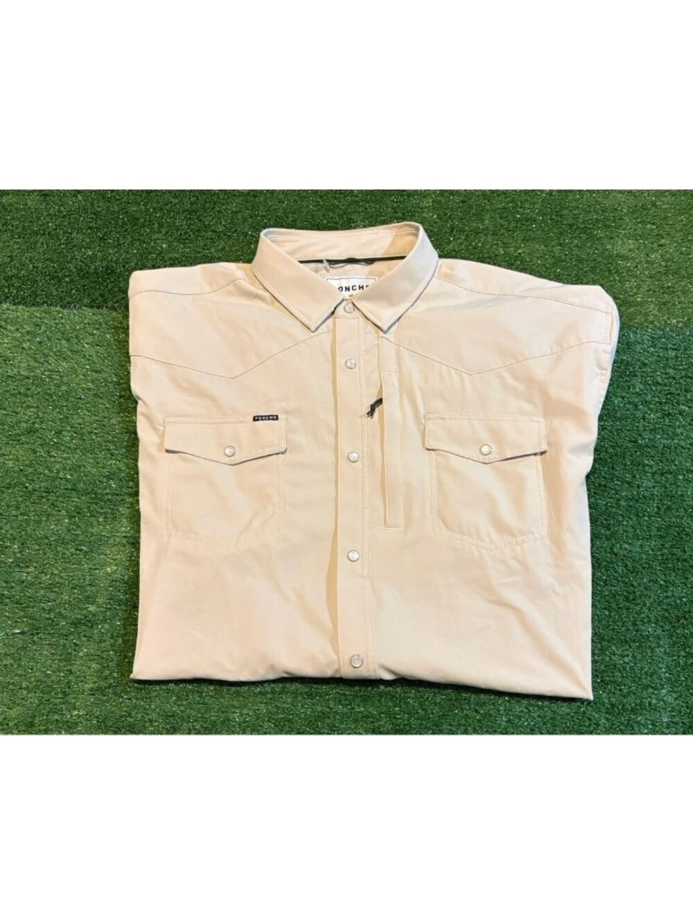 Poncho shirt mens 2XL tan cream the big bend short sleeve performance stretch